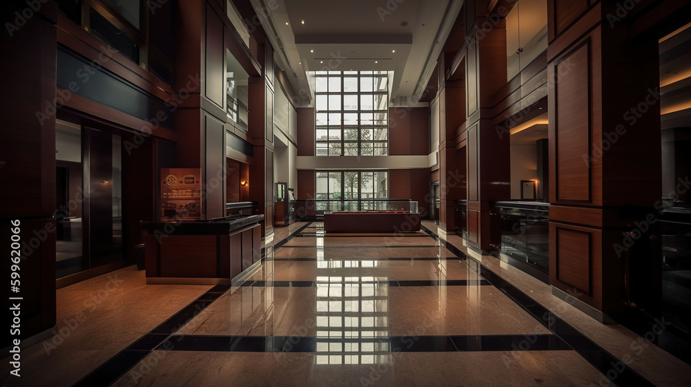 Modern lobby for five stars hotel. AI Generative