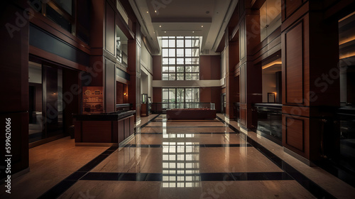 Modern lobby for five stars hotel. AI Generative