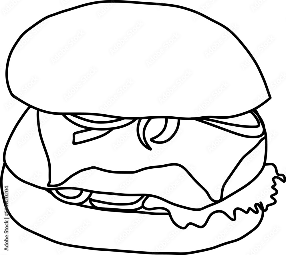 hand drawn illustration of hamburger hand drawn illustration of hamburger