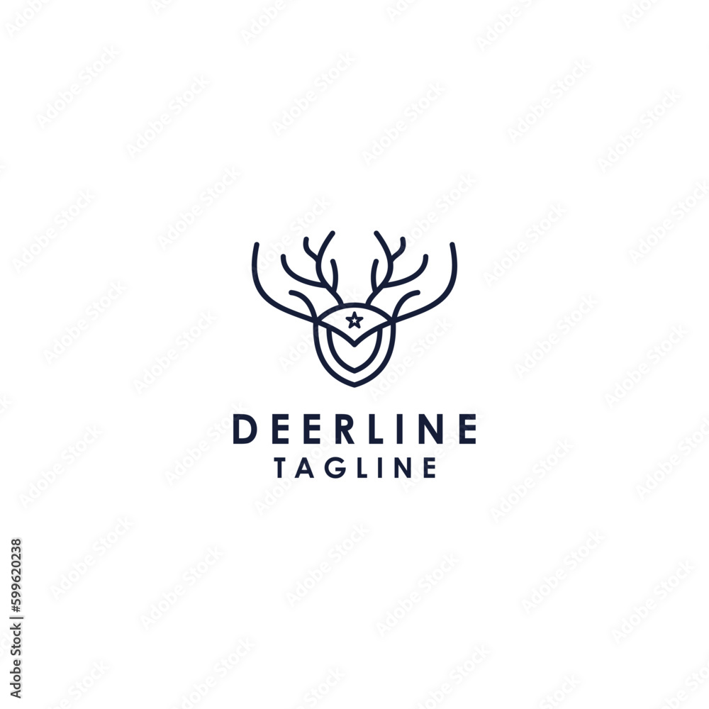 Deer head line art logo vector icon design template