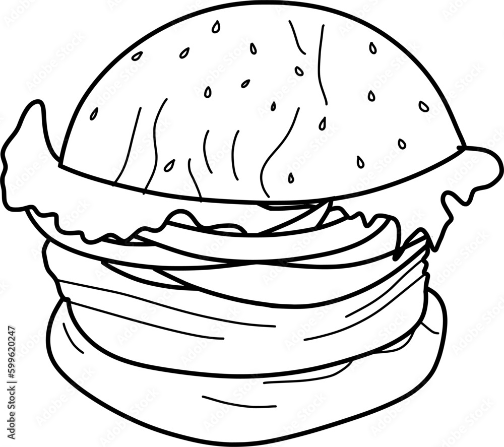 hand drawn illustration of hamburger hand drawn illustration of hamburger
