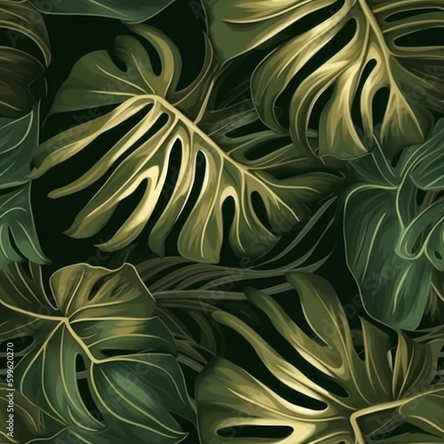 foliage green leaves background seamless pattern