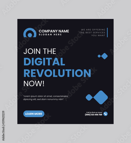 Digital business marketing banner for social media post template, We are digital marketing experts, and We find new ways to market you digitally, Your business needs attention