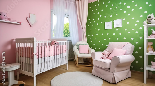 Beautiful interior of baby room  AI Generative
