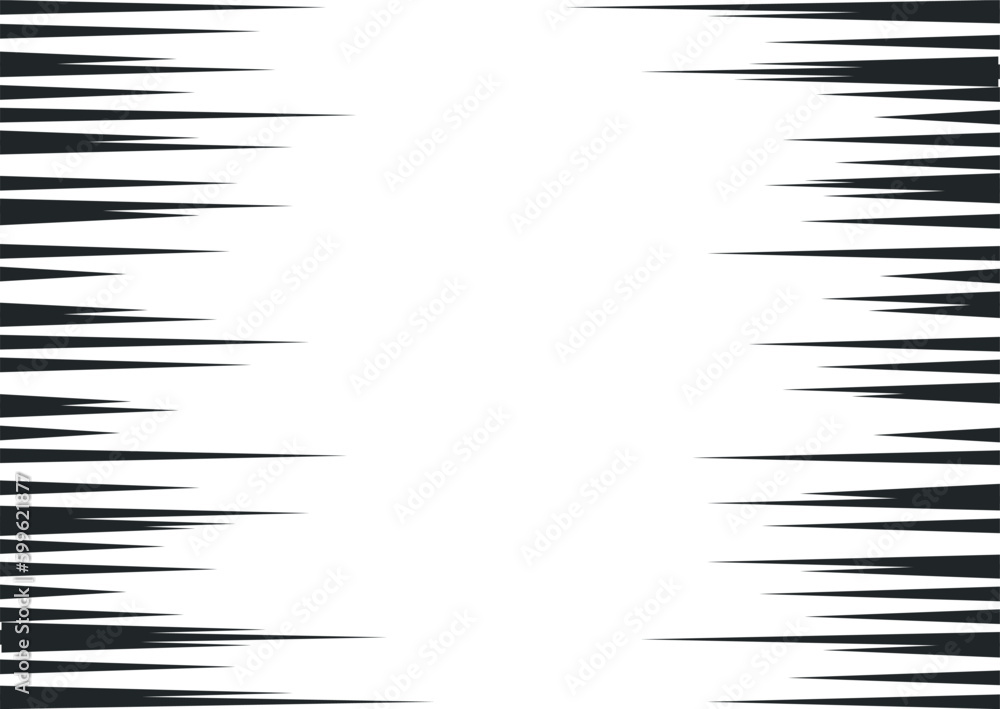 Comic book speed horizontal line black monochrome frame action burst effect vector flat illustration