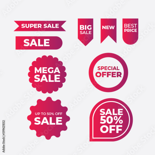 Set of Black friday sale tags stikers and labels for sale. Template for use in trade labels, stickers, discounts and price tags on paper or website. Vector illustration.
