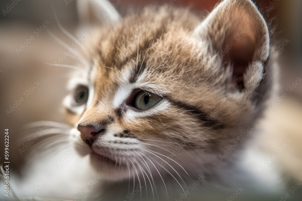 close-up of newborn feline's face, with its whiskers and eyes in focus, created with generative ai close-up of newborn feline's face, with its whiskers and eyes in focus, created with generative ai