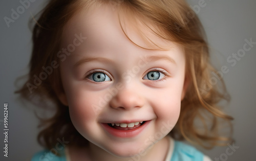 Portrait of a beautiful blue-eyed child. Generative AI