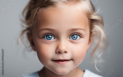 Portrait of a beautiful blue-eyed child. Generative AI