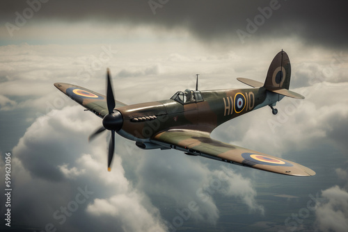 Fotografie Illustration of a world war ii era fighter plane. Generative AI.