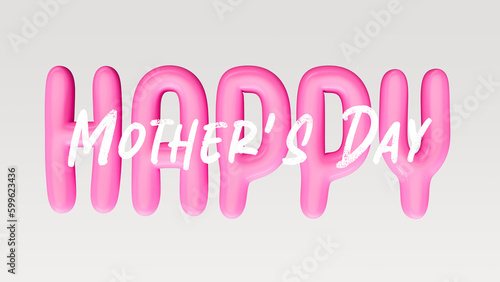 Happy Mother s Day  with white and pink text isolated on a white background in shape of balloon