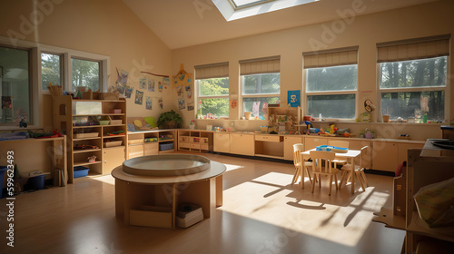 Wallpaper Mural Interior of a montessori kindergarten, AI Generative Torontodigital.ca