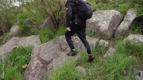 Hiker decided to stop for a halt photo