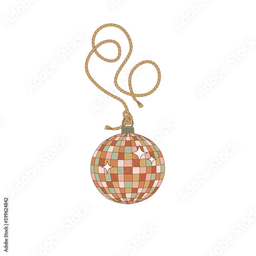 Cowboy Christmas bubble rodeo illustration isolated on white. Western Christmassy ornament clip art . Howdy Xmas festive globe decoration design element. 