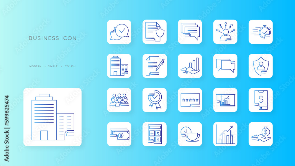 Business icon collection with blue gradient outline style. symbol, set, line, web, technology, sign, money. Vector Illustration Business icon collection with blue gradient outline style. symbol, set, line, web, technology, sign, money. Vector Illustration