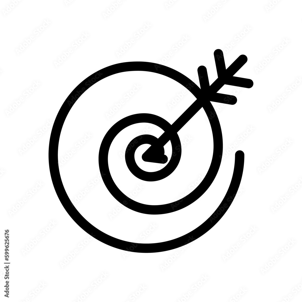 Target business icon with black outline style. opportunity, dartboard, isolated, sport, focus, objective, hit. Vector Illustration Target business icon with black outline style. opportunity, dartboard, isolated, sport, focus, objective, hit. Vector Illustration