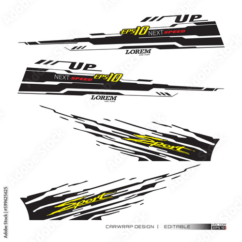 Wrap Design For Car vectors. Sports stripes, car stickers black color. Racing decals for tuning