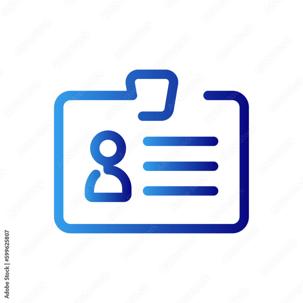 ID card business icon with blue gradient outline style. information, tag, person, access, plastic, web, symbol, . Vector Illustration ID card business icon with blue gradient outline style. information, tag, person, access, plastic, web, symbol, . Vector Illustration