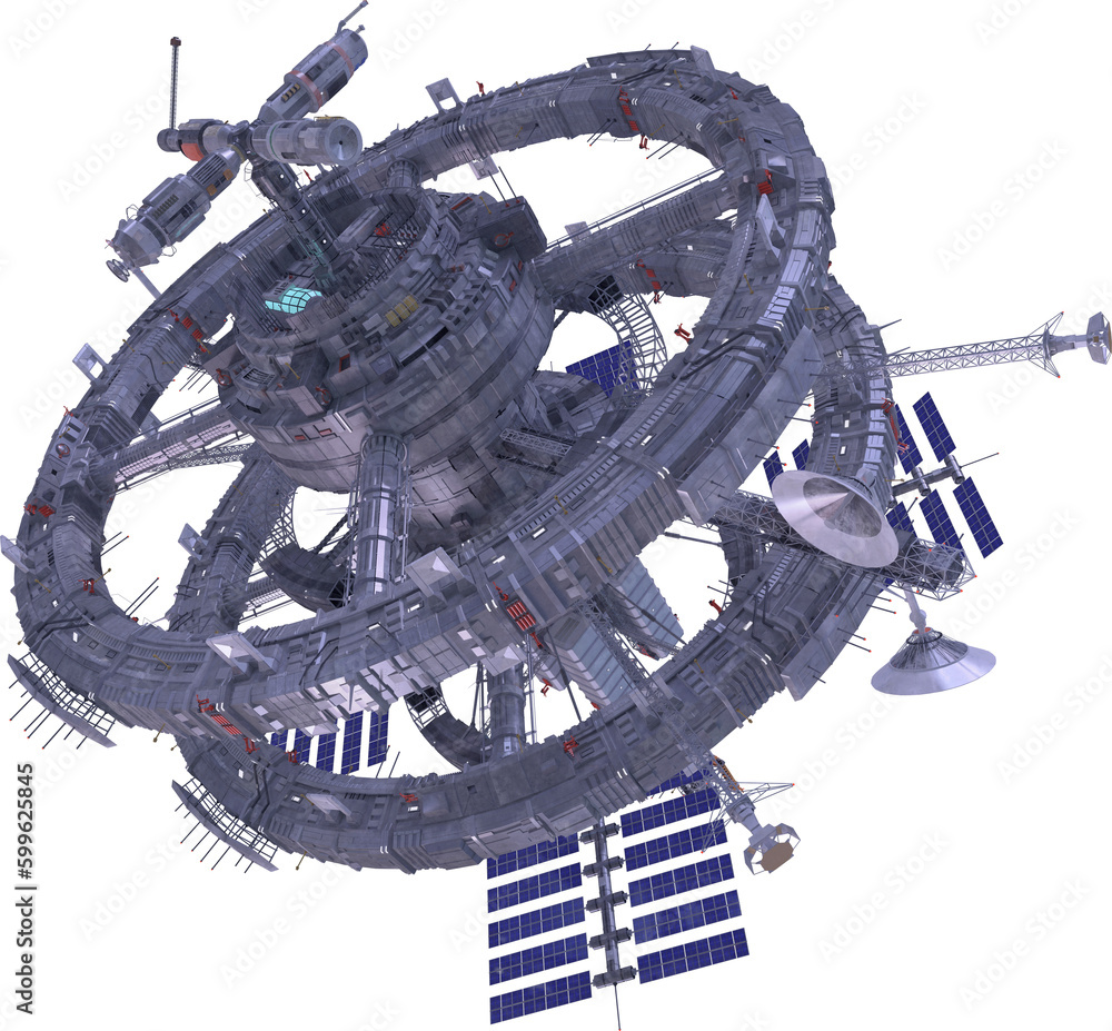 sci fi space station 3d render hq cutout Stock Illustration | Adobe Stock