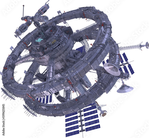 Leinwand Poster sci fi space station 3d render hq cutout