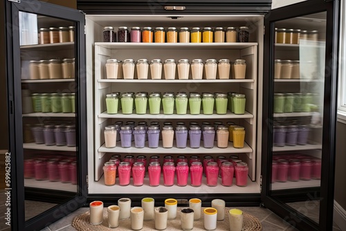 Wallpaper Mural cabinet filled with smoothies and shakes, ready to be made, created with generative ai Torontodigital.ca