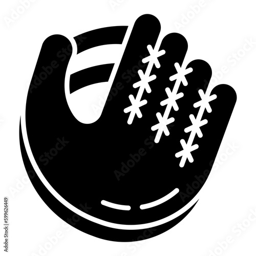 A hand covering icon, solid design of baseball glove