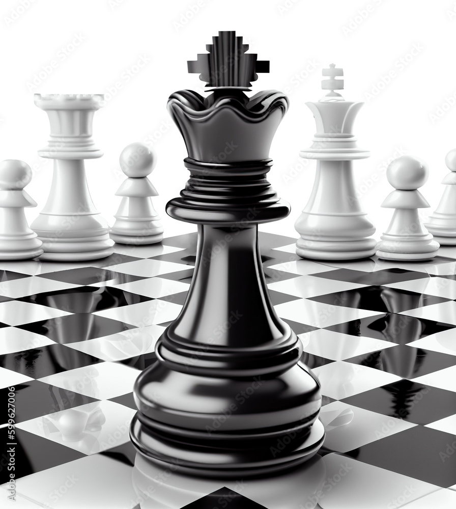black and white chess on a chessboard. Generative AI