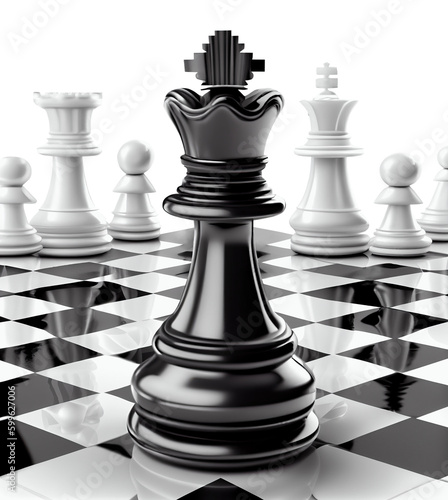 Obraz na płótnie black and white chess on a chessboard. Generative AI w salonie