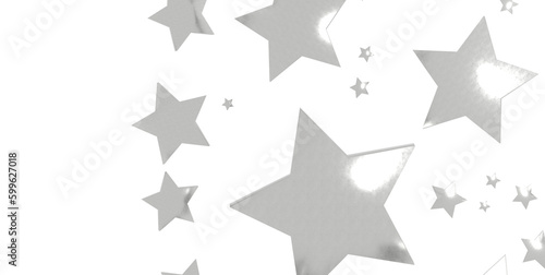 Fototapeta Naklejka Na Ścianę i Meble -  Christmas wrapper with silver stars. Silver star Celebration Confetti. - png transparent