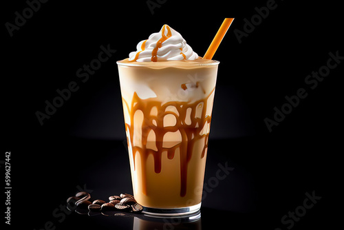 Delicious Cream Iced Mocha Coffee. AI technology generated image