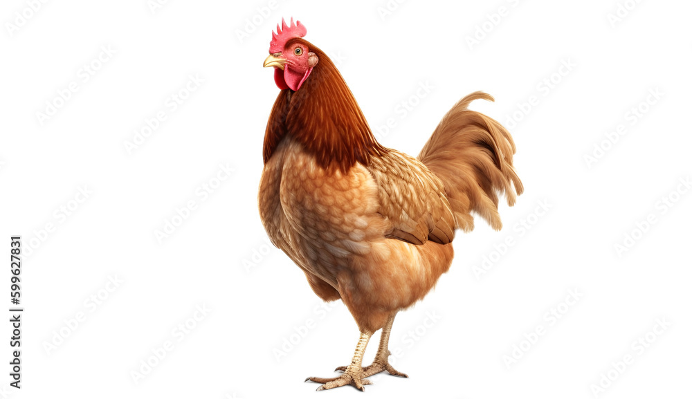 Fototapeta premium Hen isolated on transparent background. 3D render.