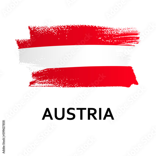National symbols - flag of Austria isolated on white background. Hand-drawn illustration. Flat style. Red and White bicolour flag.
