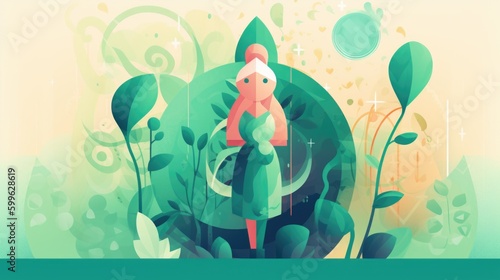 Wallpaper Mural Environmental Sustainability: Analogous illustration with concise visual stratification. Generative Ai Torontodigital.ca