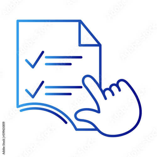 Instruction teamwork icon with blue gradient outline style. information, manual, hand, education, help, tutorial, flat. Vector Illustration