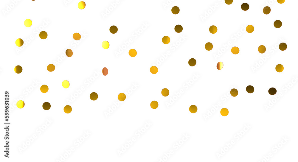 Golden confetti falling down isolated on transparent background. - PNG transparent