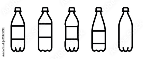 Plastic bottle icon set, vector icons. Bottle sign oulline, flat style illustration. Editable Stroke. Outline Stroke icons. Vector illustration