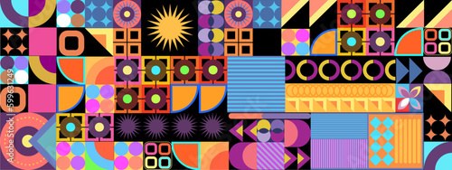 Flat design colorful colourful geometric mosaic pattern background