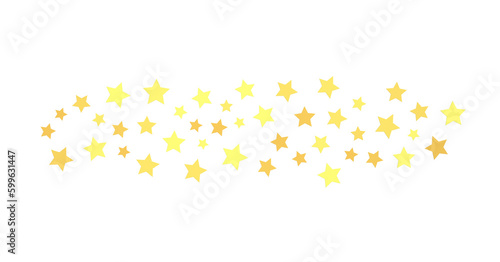 Banner with golden decoration. Festive border with falling glitter dust and stars.   PNG transparent 