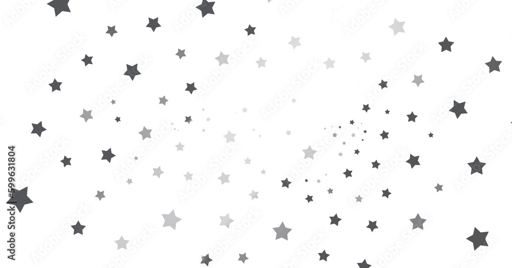 Silver star of confetti. Falling stars on a white background ...
