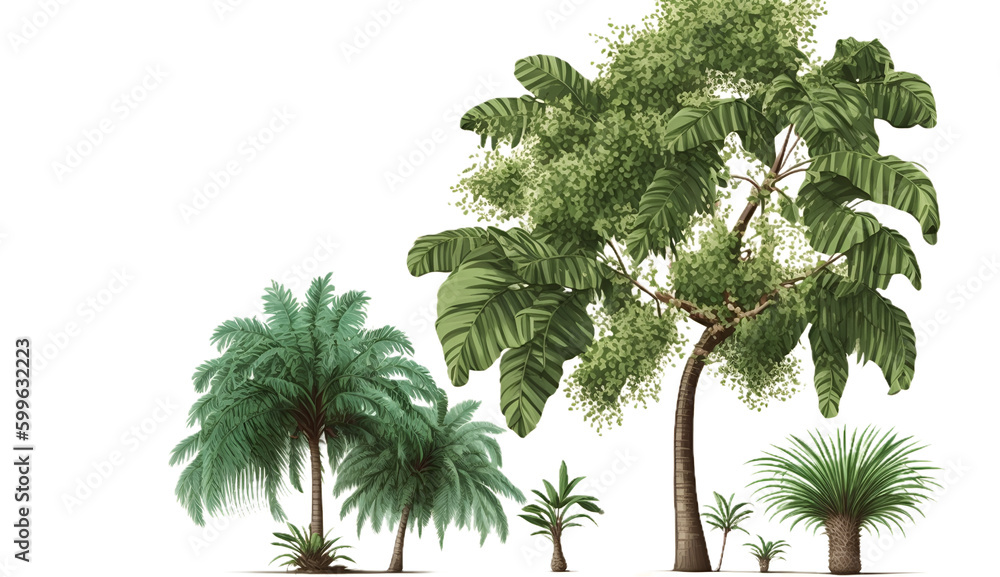  Palm trees isolated on transparent background cutout image