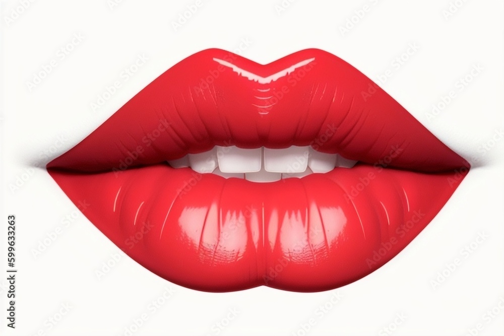 Sexy red lips close-up, generative ai Sexy red lips close-up, generative ai