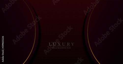 Red dark textured design, round frames on the sides with a border