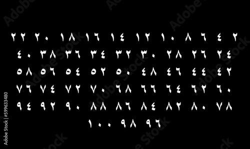Arabic numbers multiple two with black background and white letters