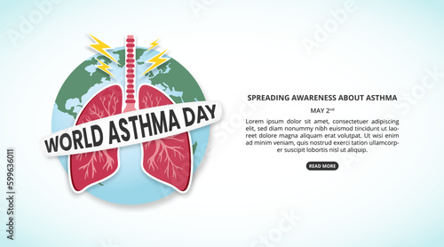 World asthma day background with an asthma attack and earth