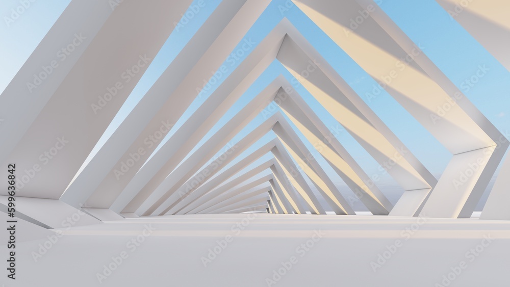 Fototapeta premium Abstract architecture background geometric arched building 3d render