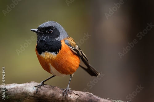 male redstart bird perching on branch, with its colorful plumage in full view, created with generative ai