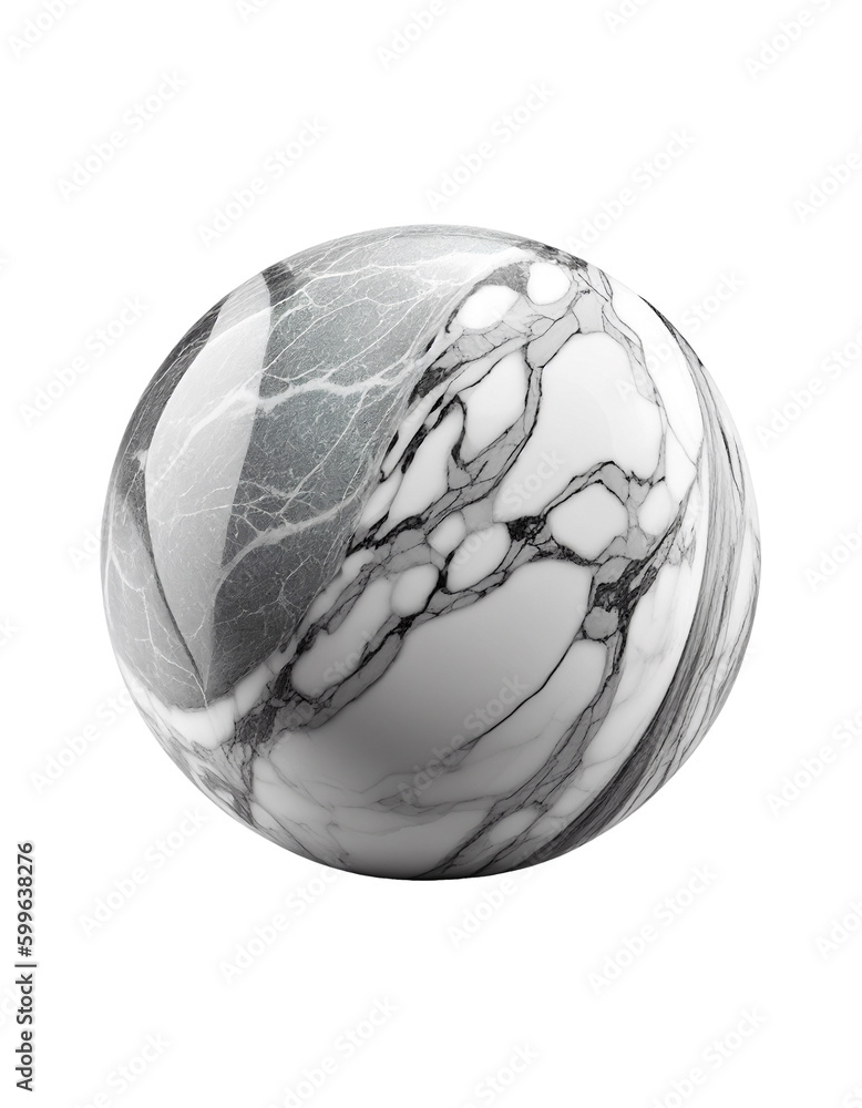 Marble stone ball isolated on transparent created with generative AI Marble stone ball isolated on transparent created with generative AI