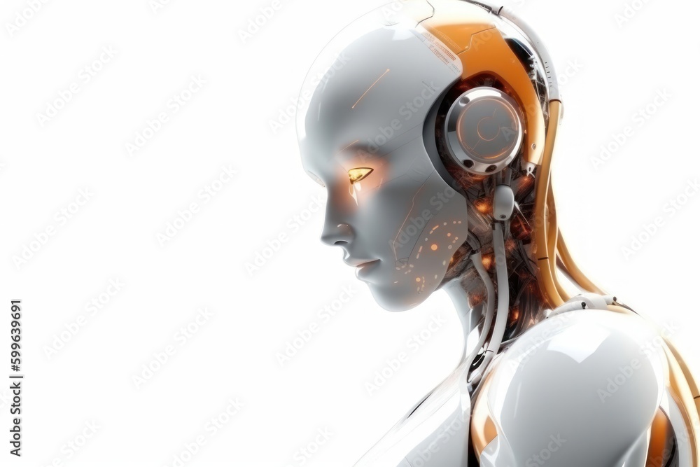 Robotic Design With Copy Space White Background Generative AI Robotic Design With Copy Space White Background Generative AI