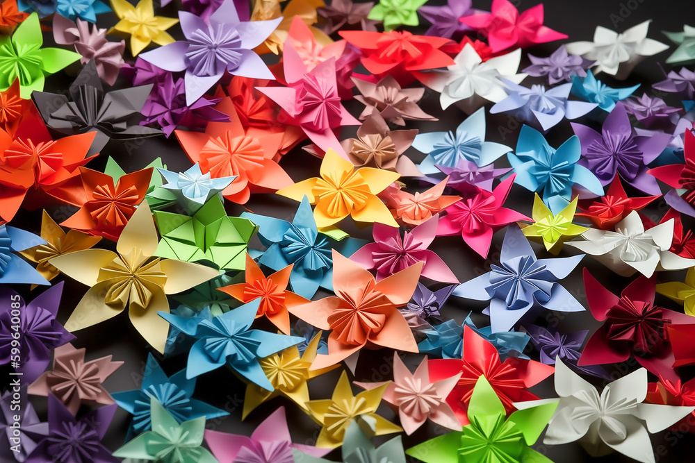 Fototapeta premium Bunte Blumen Origami KI