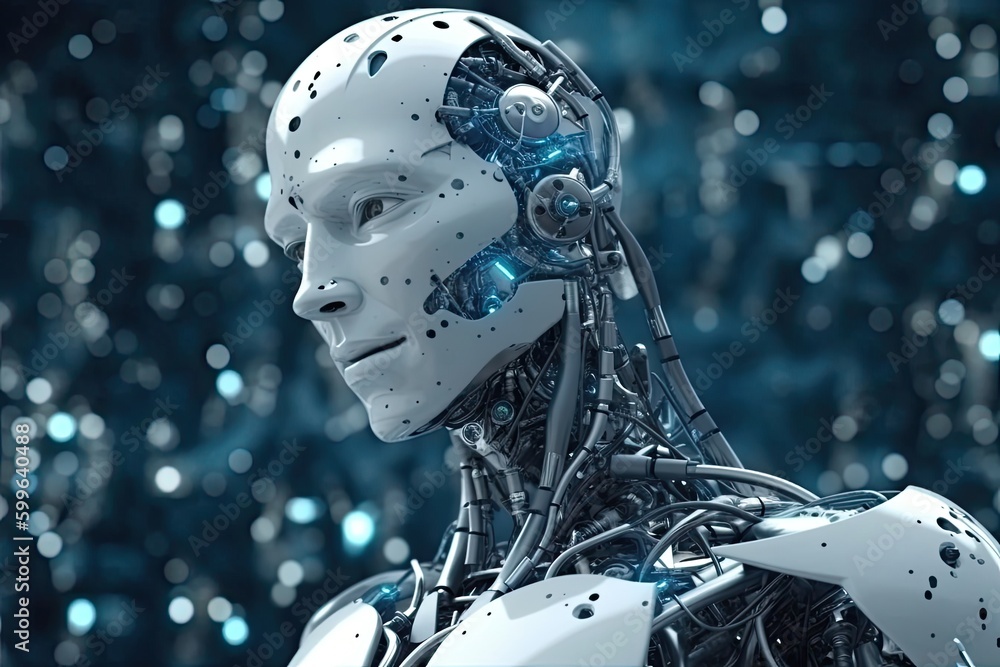 Robotic AI Circuit Backdrop With Copyspace Generative AI